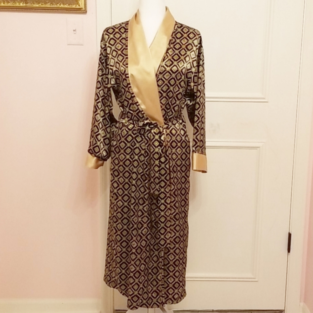 VICTORIA'S SECRET gold/navy print robe